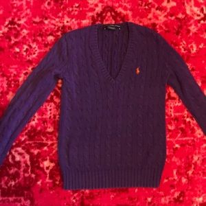 Purple Ralph Lauren cable knit sweater